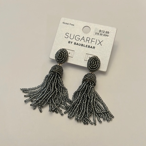 BaubleBar Jewelry - Sugarfix by BaubleBar Silver Beaded Tassel Earrings